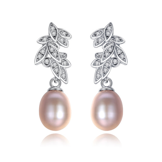 925 Sterling Silver Natural Pearl Stud Earrings Fashion Jewelry Gift for Women Girls