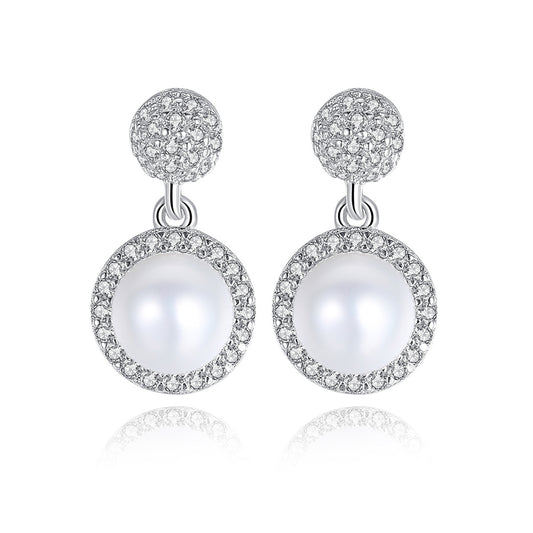 Pendientes colgantes de perla natural de plata de ley 925, joyería de moda, regalo para mujeres y niñas.