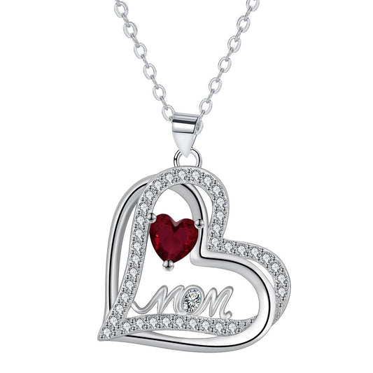Copper With Silver Plated Mom Heart Pendant Necklace for Women