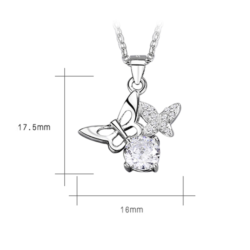 925 Sterling Silver Fashion Butterfly Pendant Necklace