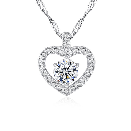 925 Sterling Silver Heart Necklace Fashion Jewelry Gift for Women Girls
