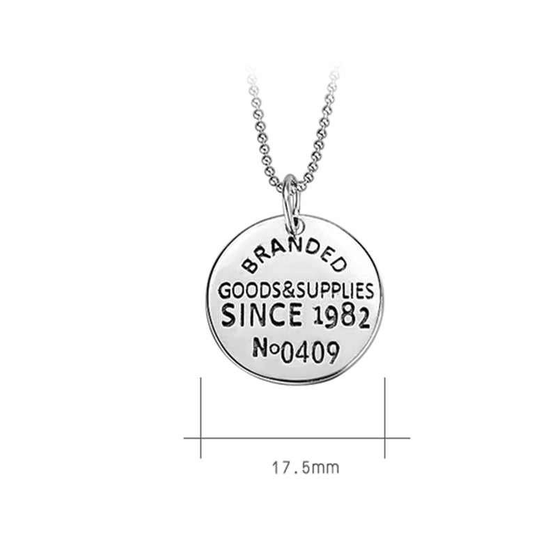 925 Sterling Silver Fashion Round Plate Necklace
