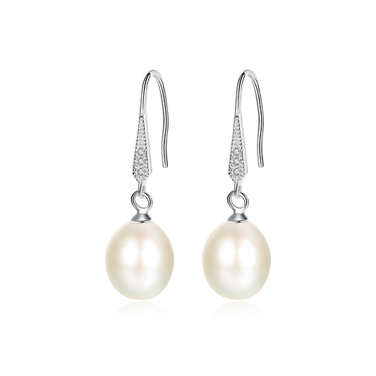 925 Sterling Silver Natural Pearl Drop Earrings Fashion Jewelry Gift for Women Girls