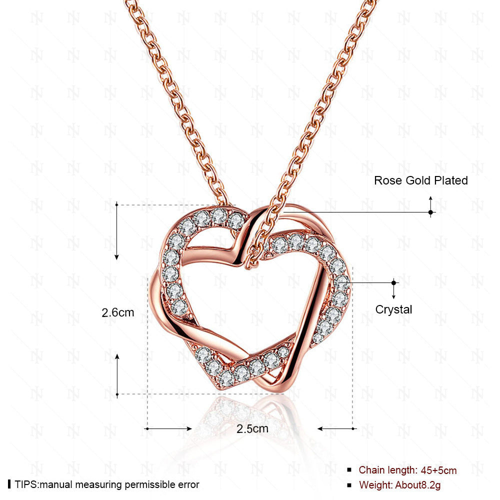 Sparkling Heart Pendant Necklace for Women – Fashion Cubic Zirconia Crystal Jewelry