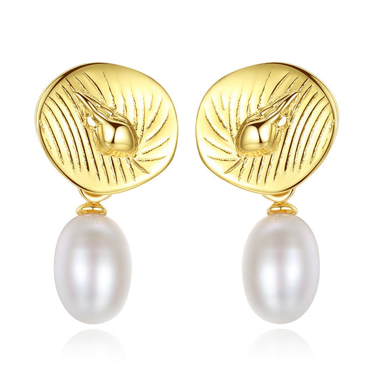 925 Sterling Silver Natural Pearl Long Drop Earrings Fashion Jewelry Gift for Women Girls