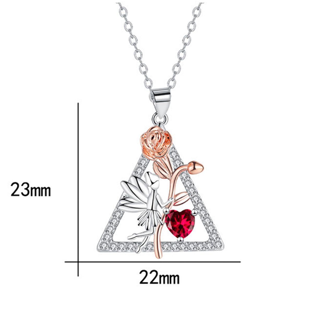 Copper With Silver/Rosegold Plated Triangle Flower Pendant Necklace