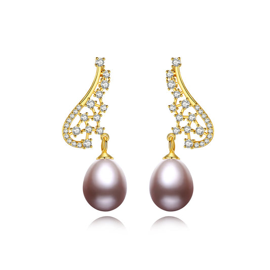 925 Sterling Silver Natural Pearl Drop Earrings Fashion Jewelry Gift for Women Girls