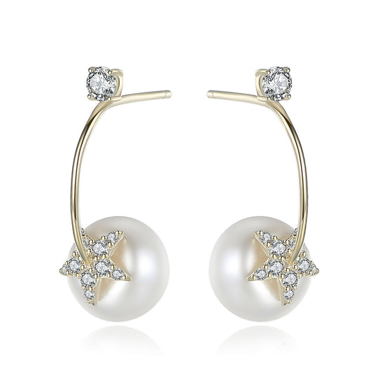 925 Sterling Silver Natural Pearl Long Drop Earrings Fashion Jewelry Gift for Women Girls