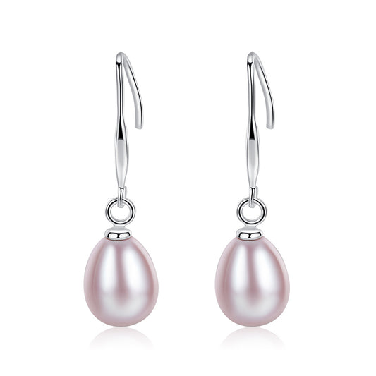 925 Sterling Silver Natural Pearl Drop Earrings Fashion Jewelry Gift for Women Girls