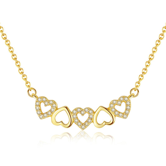 925 Sterling Silver Heart Necklace Fashion Jewelry Gift for Women Girls