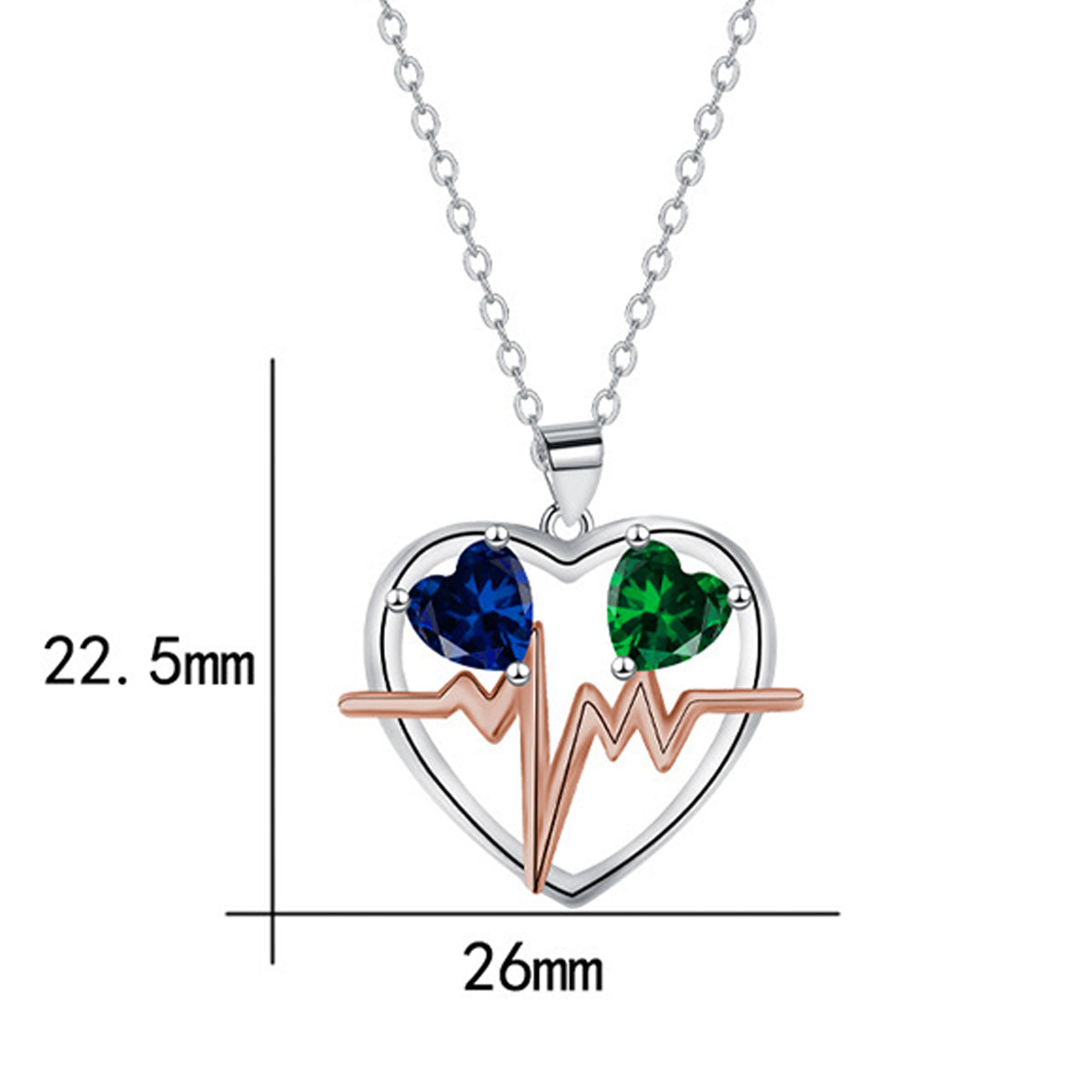 Copper With Silver/Rosegold Plated Heart Pendant Necklace