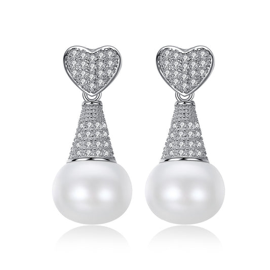 925 Sterling Silver Natural Pearl Drop Earrings Fashion Jewelry Gift for Women Girls