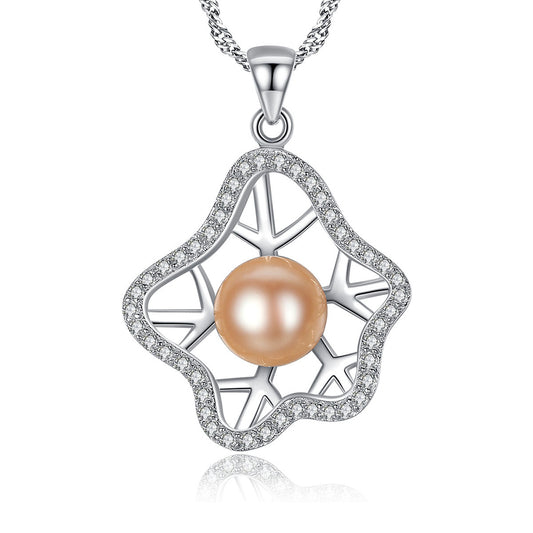 925 Sterling Silver Natural Pearl Drop Necklace Fashion Jewelry Gift for Women Girls