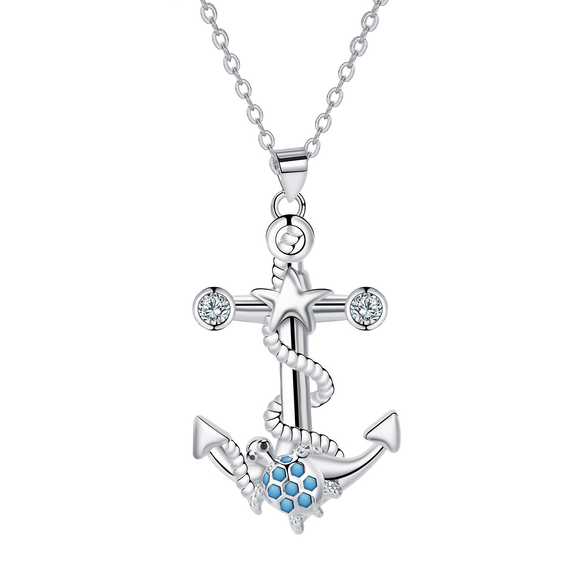 Copper With Silver Plated Anchor Pendant Necklace