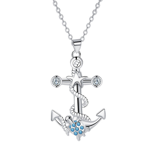 Copper With Silver Plated Anchor Pendant Necklace