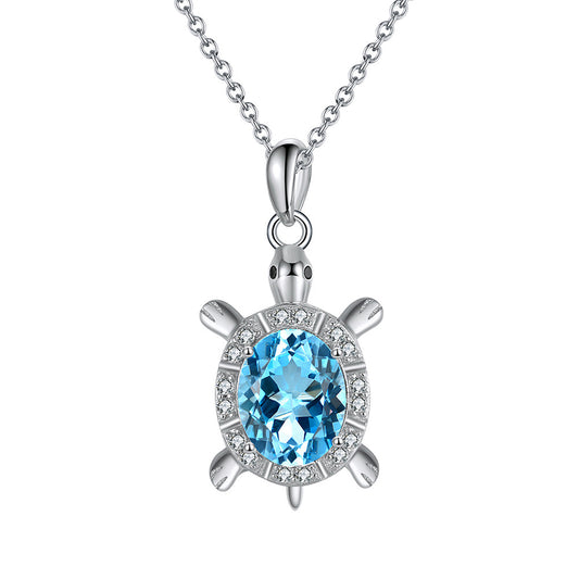 925 Sterling Silver Crystal Turtle Necklace