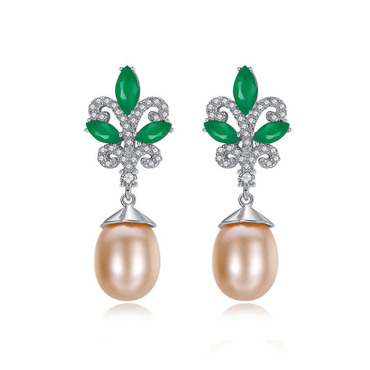 925 Sterling Silver Natural Pearl Drop Earrings Fashion Jewelry Gift for Women Girls