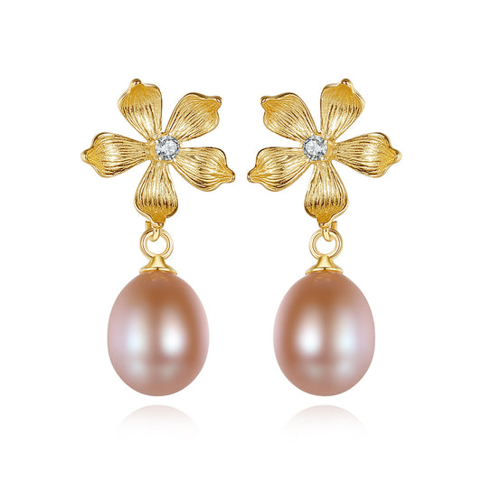 925 Sterling Silver Natural Pearl Drop Earrings Fashion Jewelry Gift for Women Girls