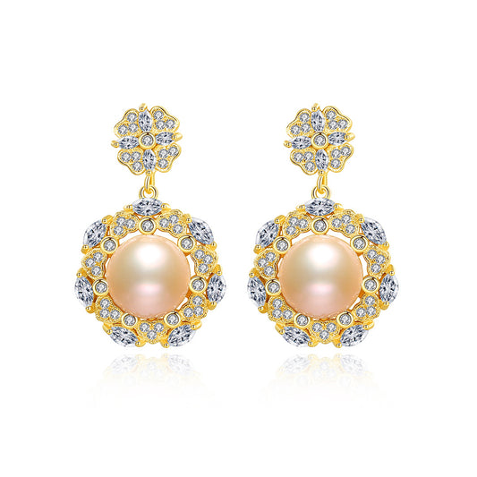 925 Sterling Silver Natural Pearl Drop Earrings Fashion Jewelry Gift for Women Girls