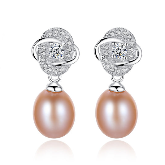 Pendientes colgantes de perla natural de plata de ley 925, joyería de moda, regalo para mujeres y niñas.