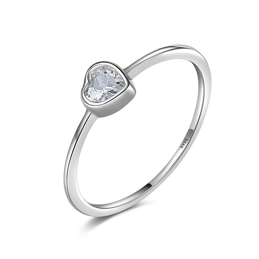 925 Sterling Silver Heart Ring Fashion Jewelry Gift for Women Girls