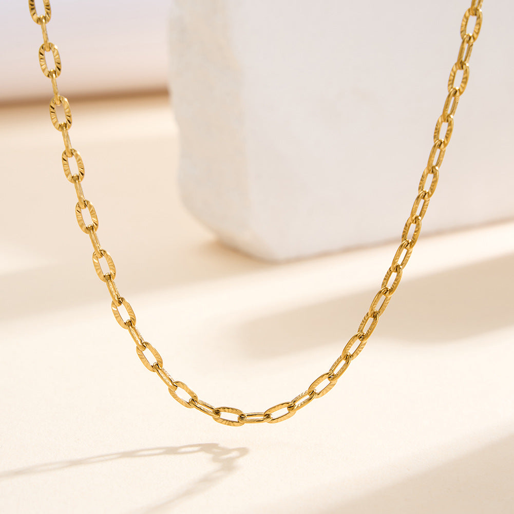 Gold Stainless Steel 4mm Paperclip Chain Necklace, Simple Thick Rectangle Link Plain Chain for Pendant Layering