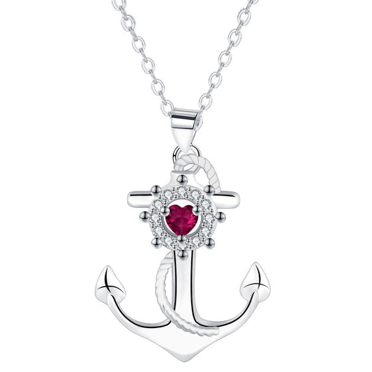 Copper With Silver Plated Anchor Pendant Necklace