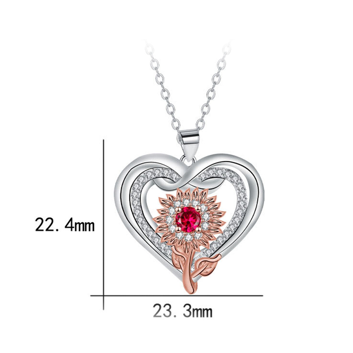 Copper With Silver/rosegold Plated Heart Pendant Necklace