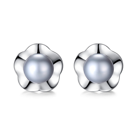 925 Sterling Silver Natural Pearl Stud Earrings Fashion Jewelry Gift for Women Girl