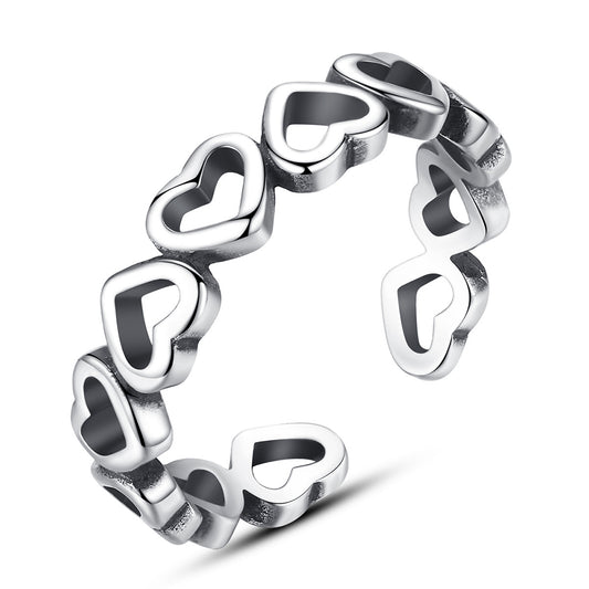 925 Sterling Silver Heart Ring Fashion Jewelry Gift for Women Girls