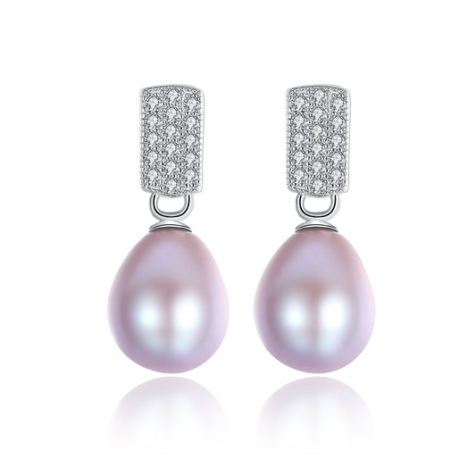 Pendientes colgantes de perla natural de plata de ley 925, joyería de moda, regalo para mujeres y niñas.