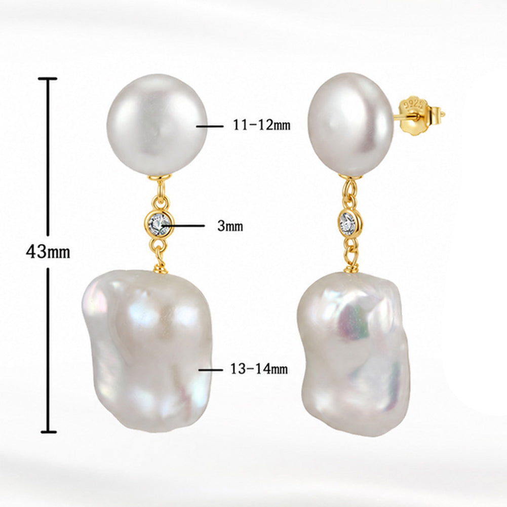 Pendientes de aro con perla natural en plata de ley 925, joyería de moda, regalo para mujeres y niñas.