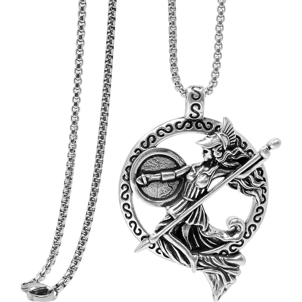 Greek Mythological Warrior Pendant Necklace, Men Women's Fashion Jewelry, Perfect for Parties & Gifts, Elegant Accessory for Everyday Wear