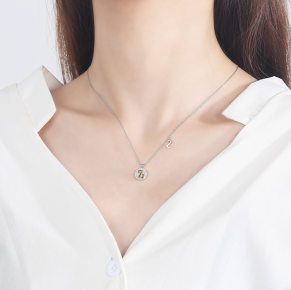 925 Sterling Silver Fashion Letter Pendant Necklace
