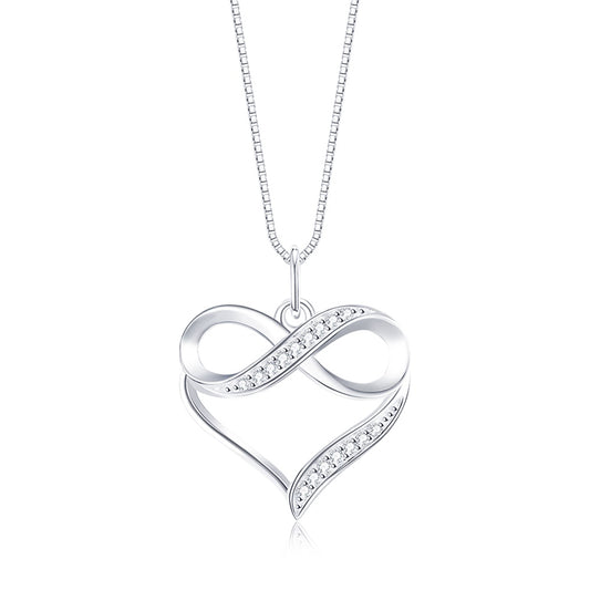 925 Sterling Silver Infinity Heart Necklace for Girls Women