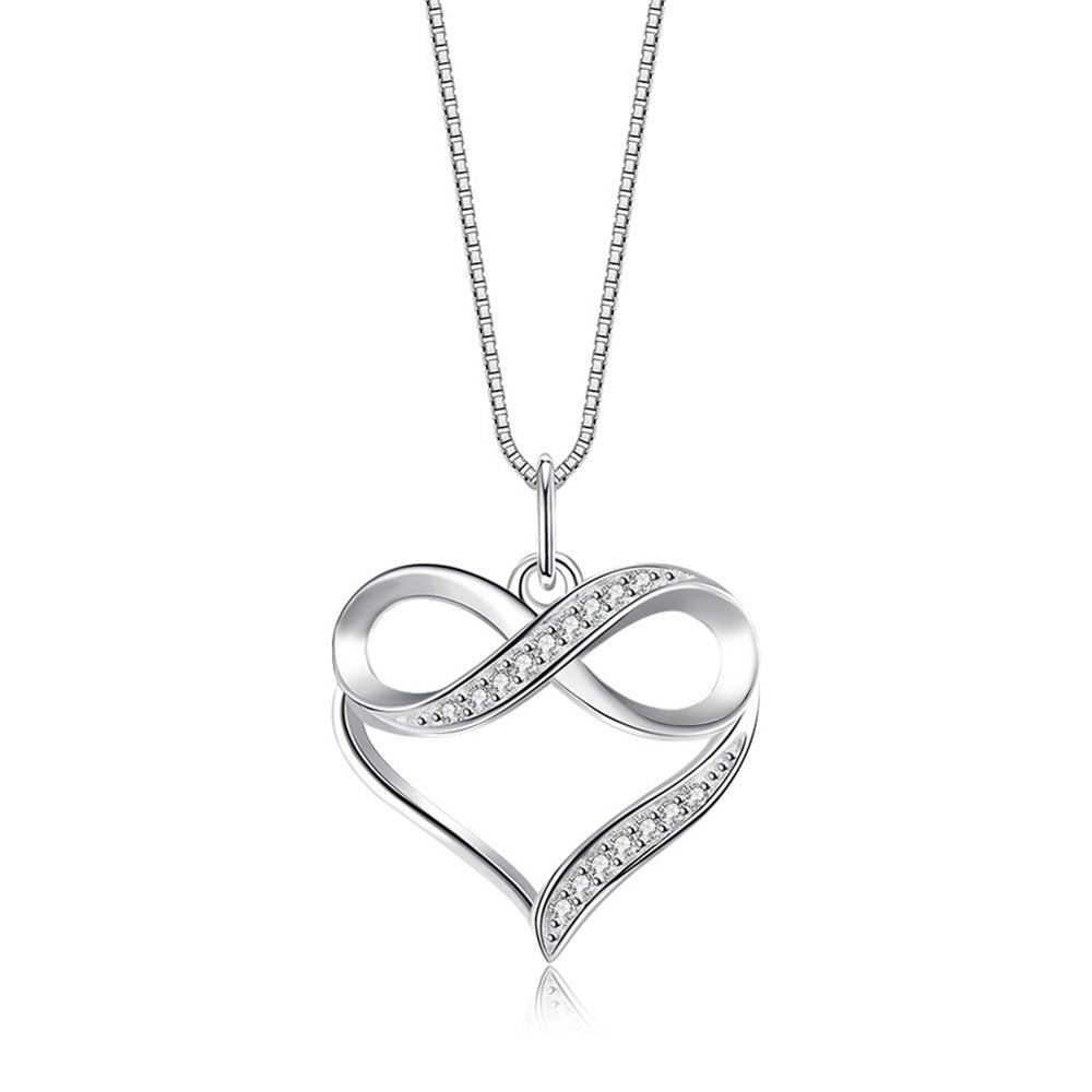 925 Sterling Silver Infinity Heart Necklace for Girls Women