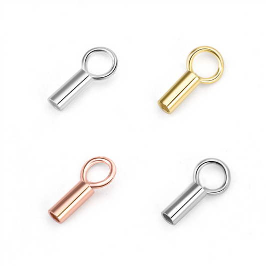 925 Sterling Silver Leather Caps Cord End For Glue in Jewelry DIY