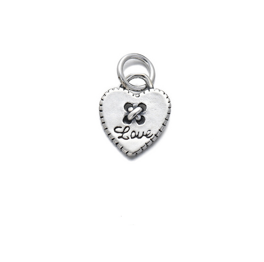 925 Sterling Silver Vintage Heart Charm For Jewelry DIY