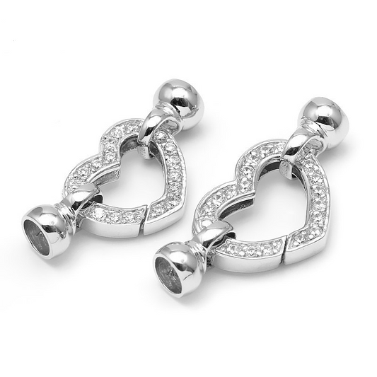 925 Sterling Silver Heart Clasp For Jewelry DIY