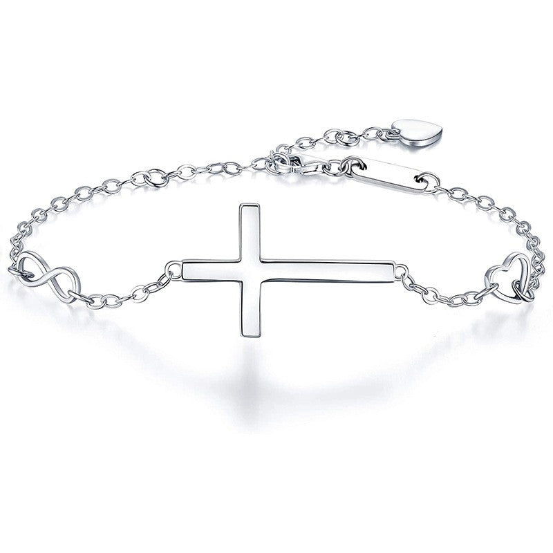 Pulsera de moda con cruz de plata de ley 925