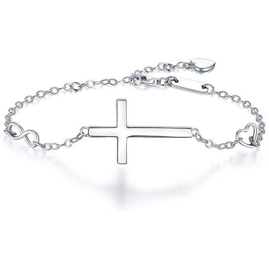 Pulsera de moda con cruz de plata de ley 925