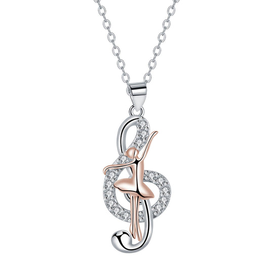 Copper With Silver/Rosegold Plated Music Pendant Necklace