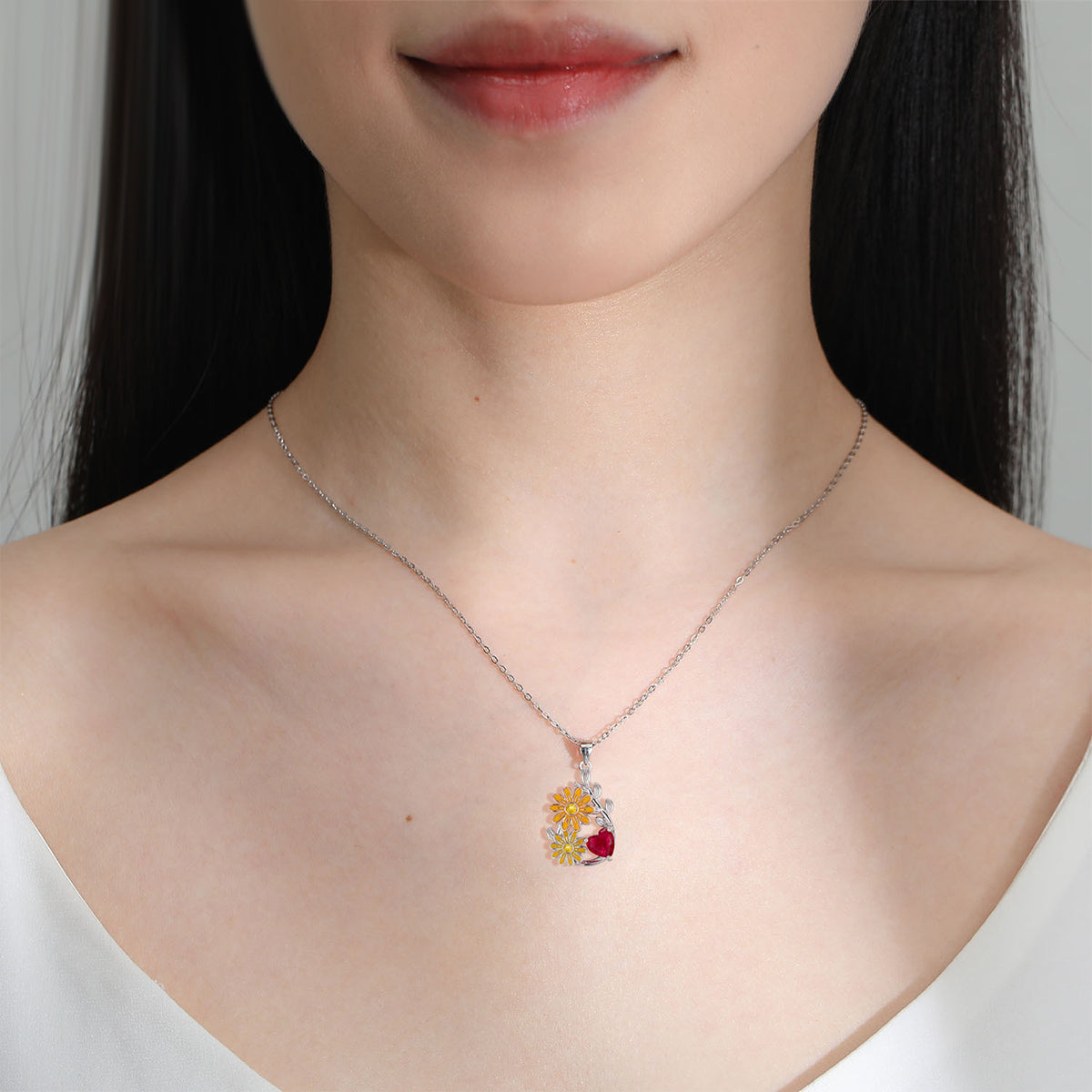 Copper With Silver Plated Flowers Pendant Necklace