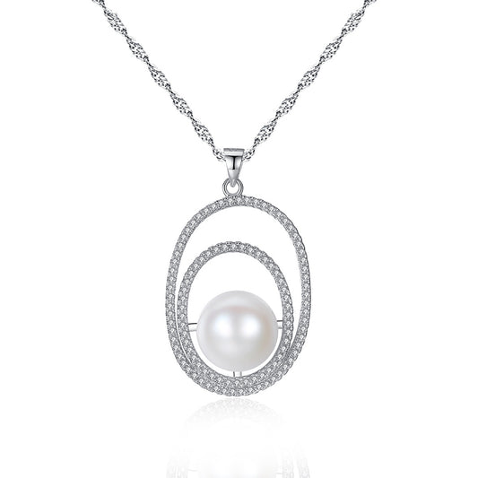 925 Sterling Silver Natural Pearl Drop Necklace Fashion Jewelry Gift for Women Girls