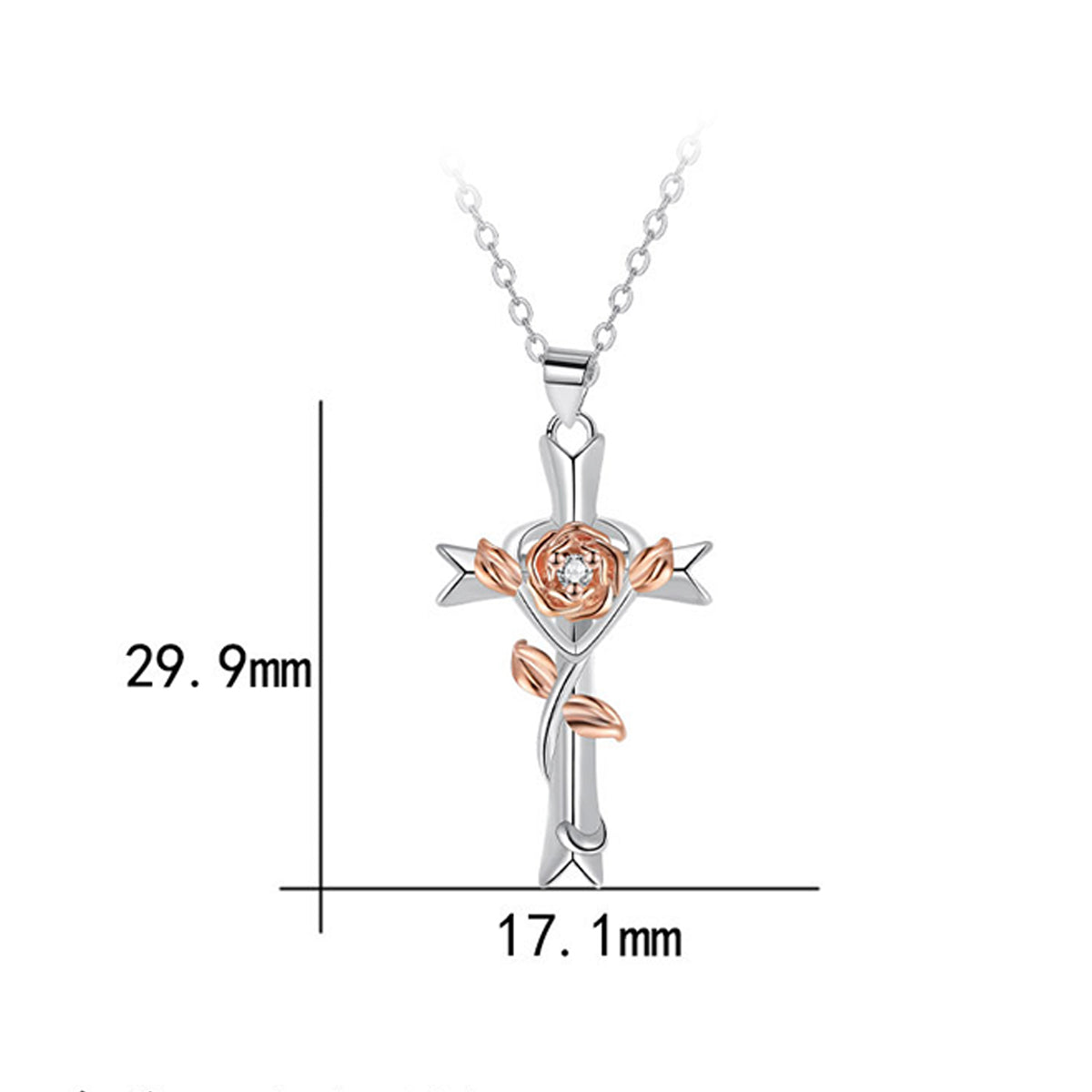 Copper With Silver/Rosegold Plated Cross Pendant Necklace
