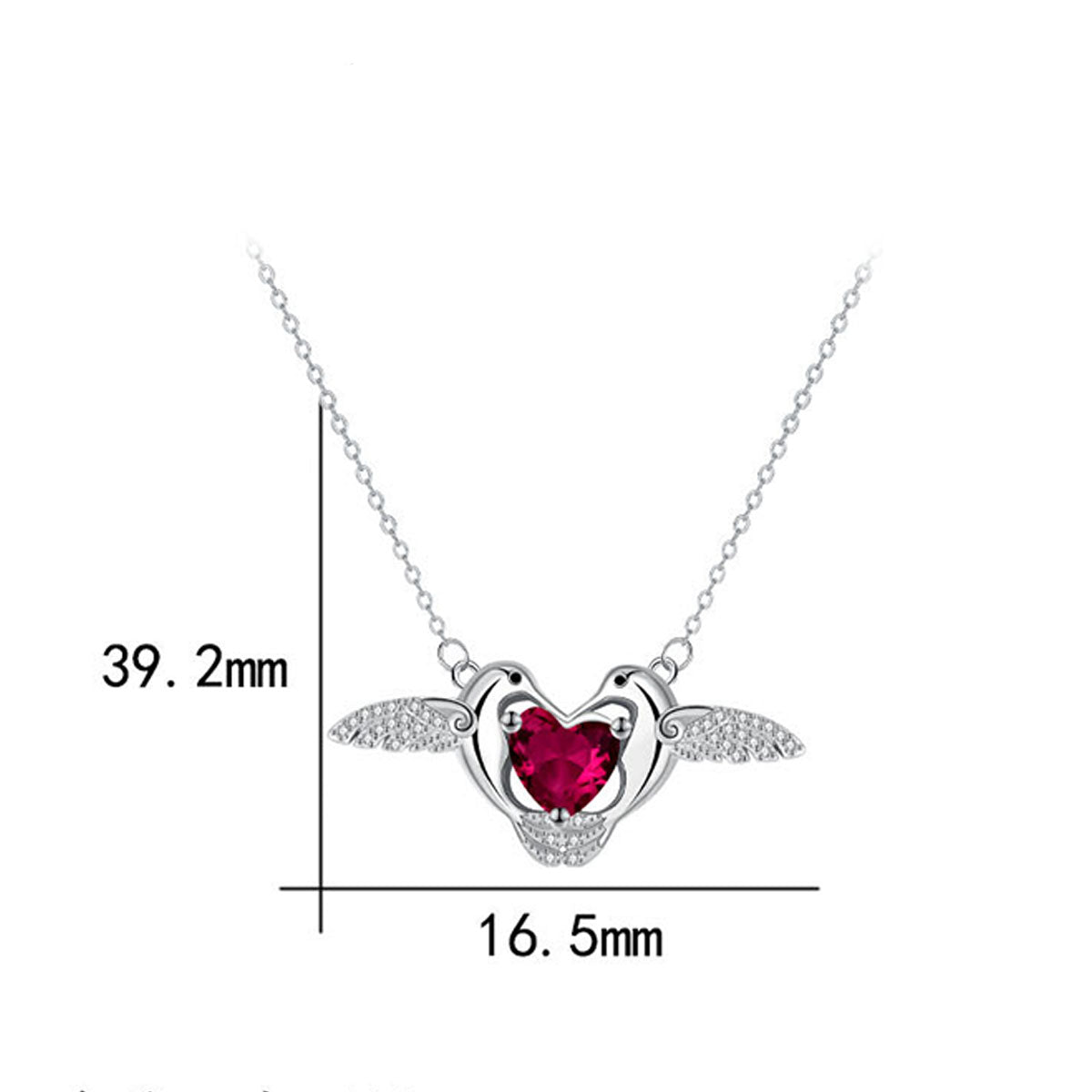 Copper With Silver Plated Heart Wings Pendant Necklace