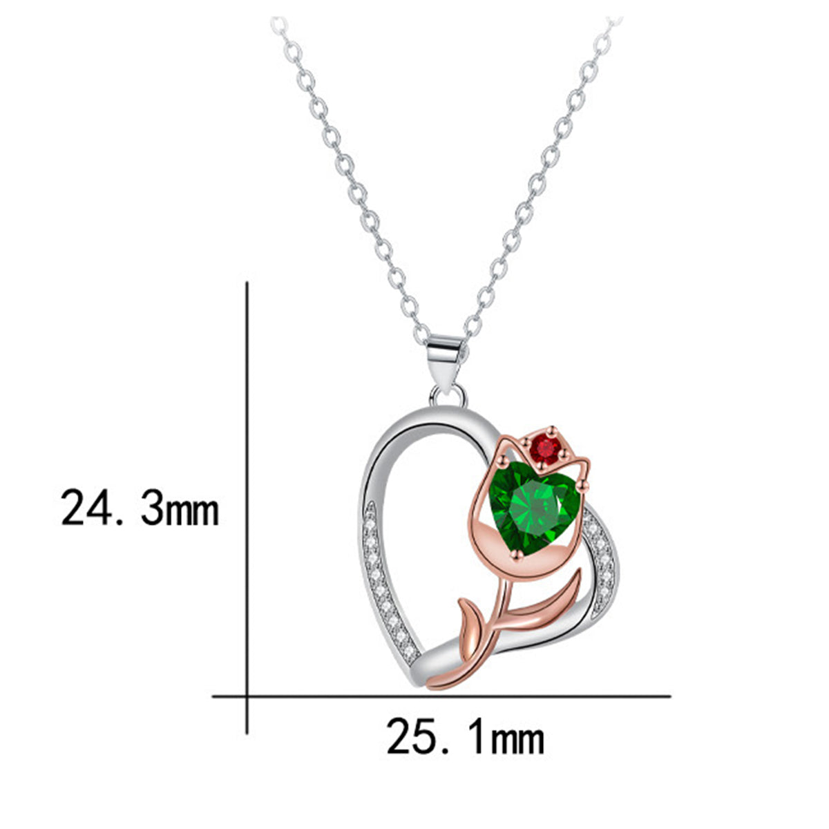 Copper With Silver/Rosegold Plated Heart Pendant Necklace