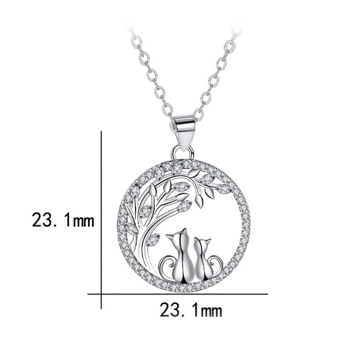 Copper With Silver Plated Cats Pendant Necklace for Women