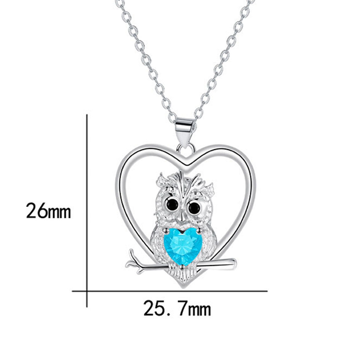 Copper With Silver Plated Heart Owl Pendant Necklace