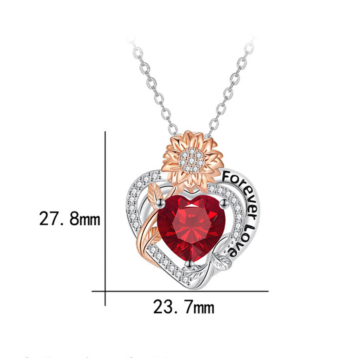 Copper With Silver/Rosegold Plated Heart Pendant Necklace